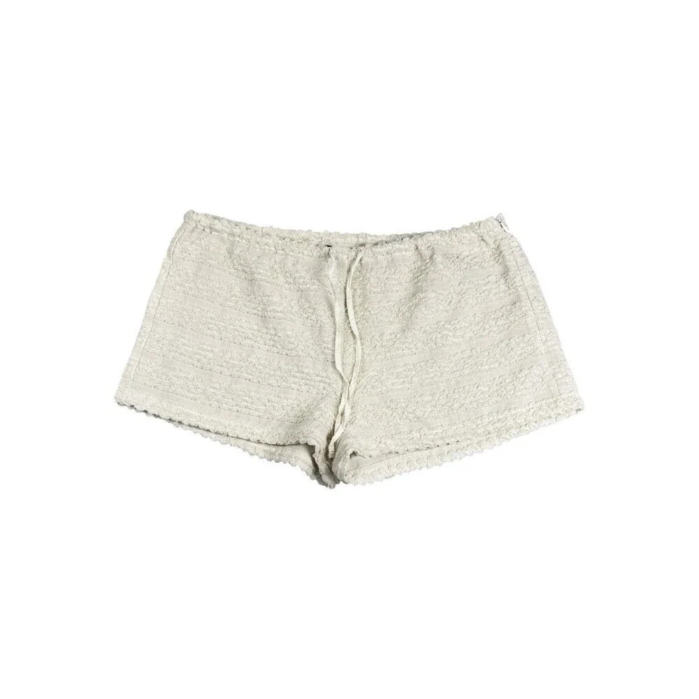 Lioness Kourt Bloomer Shorts L Porcelain Ivory Textured Ruffle Drawstring